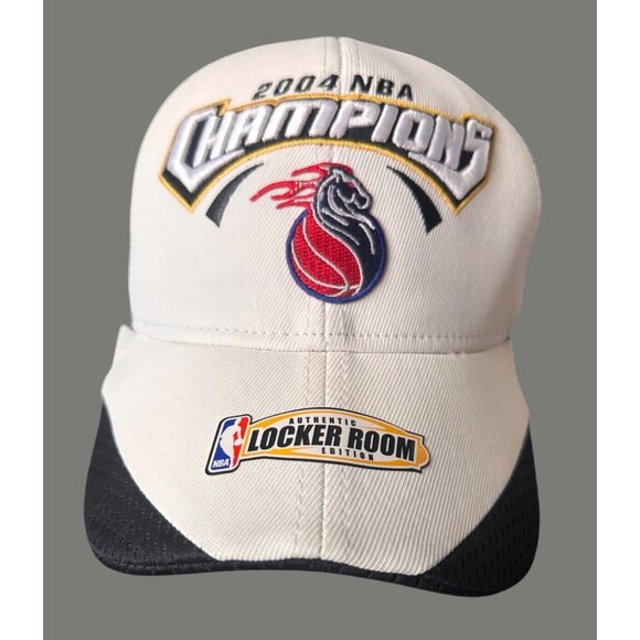 2004 NBA Champions Detroit Pistons Locker Room Hat Black & White Mesh Cap Reebok - Picture 1 of 9